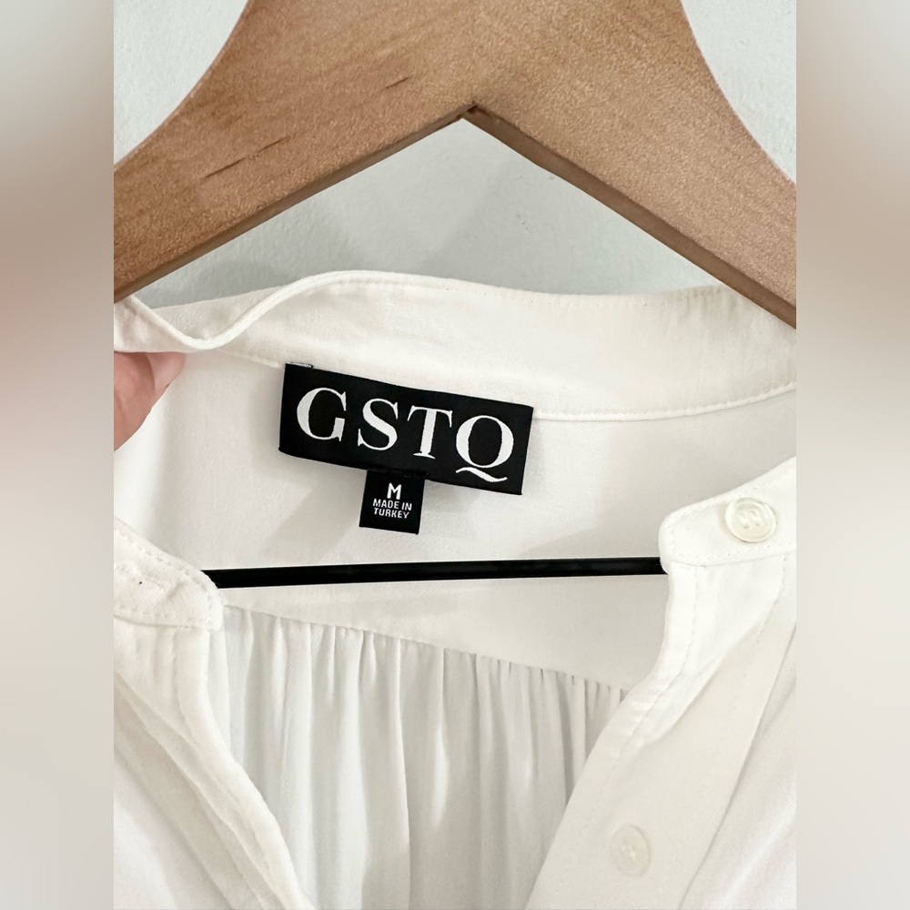 Gstq Button Front Split Hem Tunic White Size Medi… - image 4